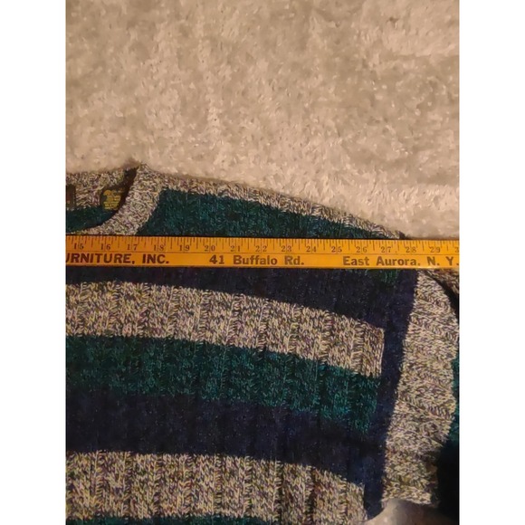 Hunting Horn J. Riggins Shetland Wool Striped Crewneck Sweater Mens L Hong Kong - Picture 5 of 8